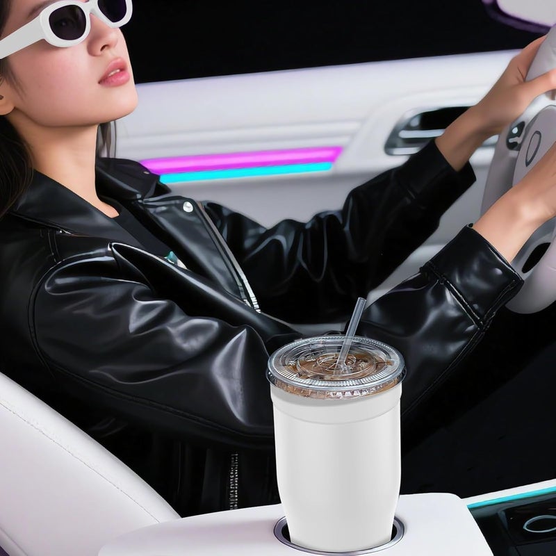 Niceyos Universal Iced Coffee Sleeve - Insulated Double Wall Reusable Stainless Steel Holder Sleeves Insulator for Cold Drinks Fits Small Medium Large To Go Cups Gifts for Men Women Him Her (White) - Image 5